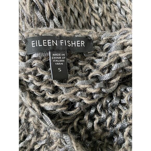 Eileen Fisher Sweater Small Alpaca Blend Open Knit Gray - Picture 6 of 9